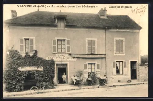 AK Valvins /S.-&-M., Au rendez vous des Pêcheurs, Maison Bignon
