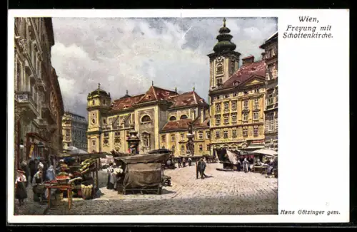 Künstler-AK Ernst Graner: Wien, Freiung und Schottenkirche