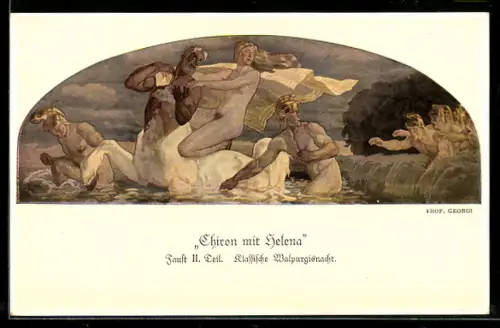 AK Leipzig, Gasthaus Auerbachs Keller, Mädler-Passage, Darstellung Chiron mit Helena