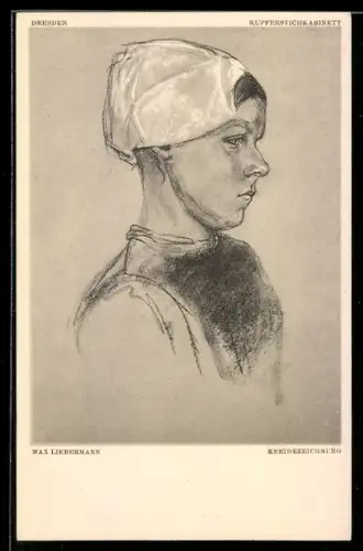 Künstler-AK Max Liebermann: Dresden, Königliches Kupferstichkabinett, Frauenportrait