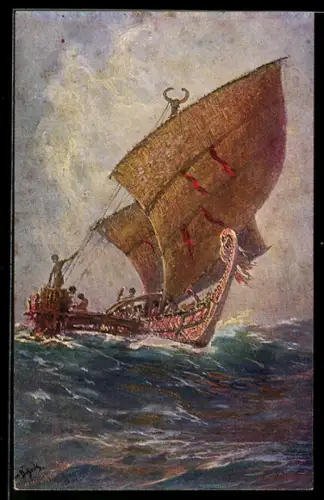 Künstler-AK Hans Bohrdt: Segelboot auf stürmischer See