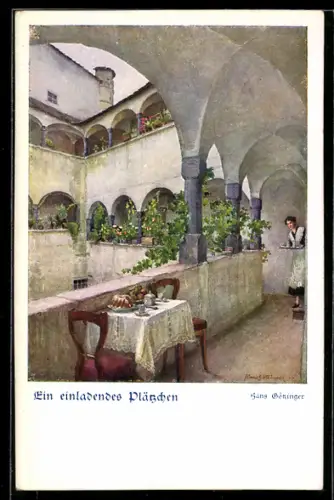 Künstler-AK Hans Götzinger: Ein einladendes Plätzchen, Deutscher Schulverein