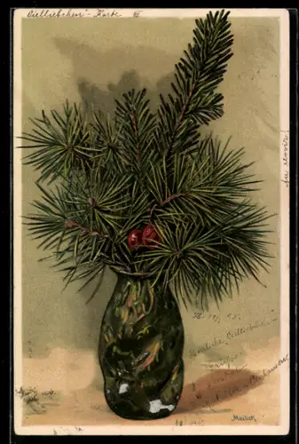 Künstler-AK Alfred Mailick: Vase mit Tannenzweigen