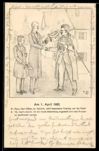 Künstler-AK H. Starkloff: Gut gekleidete Herren begrüssen sich auf der Strasse