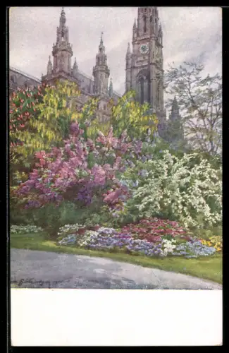 Künstler-AK Hans Götzinger: Wien, Rathauspark