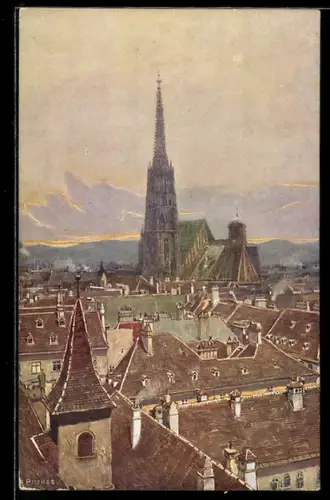 Künstler-AK Rudolf Preuss: Blick auf Wien vom Franziskanerturm