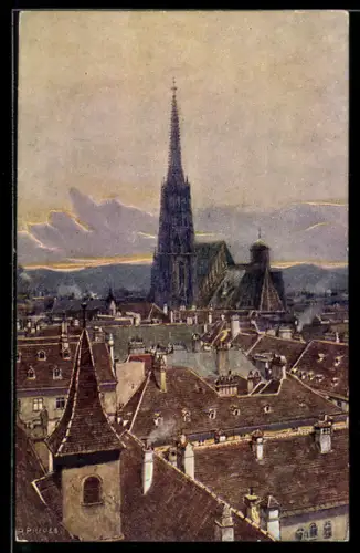 Künstler-AK Rudolf Preuss: Blick auf Wien vom Franziskanerturm