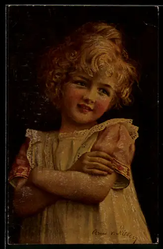 Künstler-AK Arno von Riesen: Junges Mädchen mit verschränkten Armen