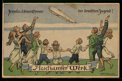 Künstler-AK Franz Stassen: Zeppelin-Eckener-Spende der deutschen Jugend