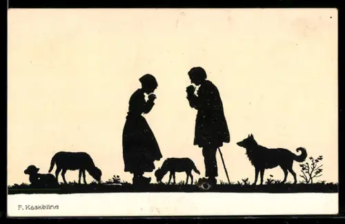 Künstler-AK Friedrich Kaskeline: Mann und Frau falten die Hände zum Gebet