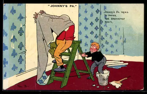 Künstler-AK Tom Browne: Johnny's Pa.