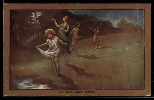Künstler-AK S. Barham: Kinder tanzen im Mondschein über die Wiese