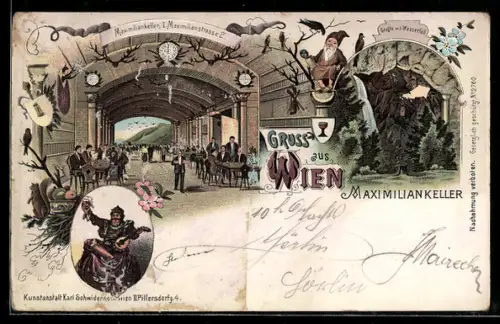 Lithographie Wien, Restaurant Maximiliankeller, Maximilianstrasse 2, Michael König