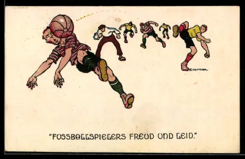 Künstler-AK Ernst Kutzer: Fussballspielers Freud und Leid