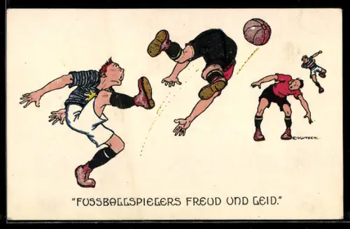 Künstler-AK Ernst Kutzer: Fussballspielers Freud und Leid