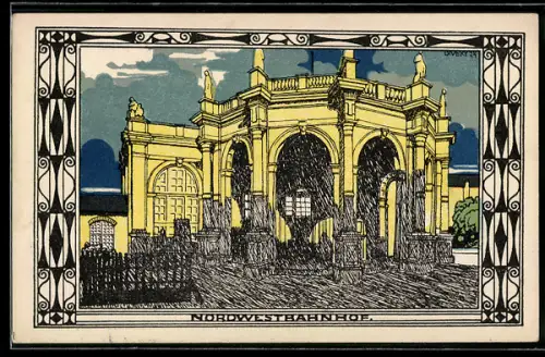 Künstler-AK J. Diveky: Wiener Werkstätte Nr. 404, Der Nordwestbahnhof