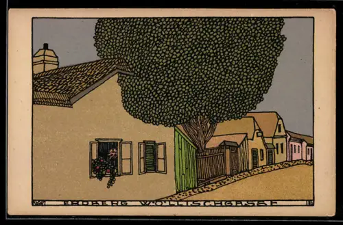 Künstler-AK Emil Hoppe: Erdberg, In der Wölltschgasse, Wiener Werkstätte Nr. 22