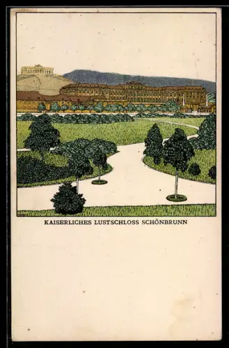 Künstler-AK Wiener Werkstätte Nr. 266, sign. Josef Diveky: Wien-Hietzing, Kaiserliches Lustschloss Schönbrunn
