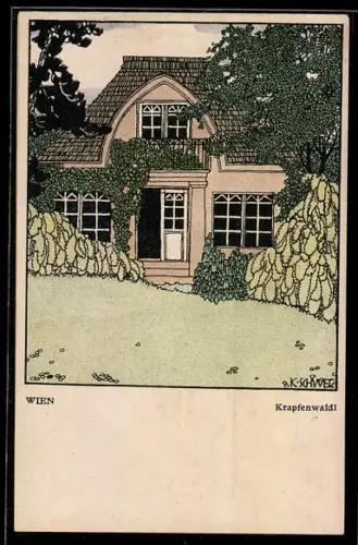 Künstler-AK K. Schwetz: Wien, Krapfenwaldl, Wiener Werkstätte Nr. 433