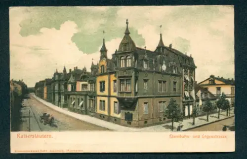 Relief-AK Kaiserslautern, Partie in der Eisenbahn- und Logenstrasse