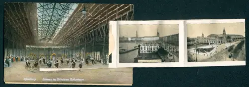 Leporello-AK Nürnberg, Inneres des Velodroms Rotterdam mit diversen Ortsansichten in einem Heftchen