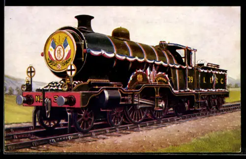 AK Englische Eisenbahn-Lokomotive No. 39 vom Typ Atlantic der L.B. & S.C.R.