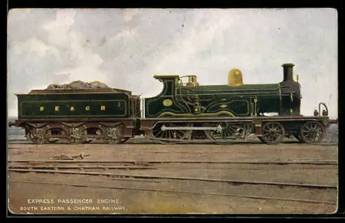 AK Englische Eisenbahn-Lokomotive der S.E. & C.R.