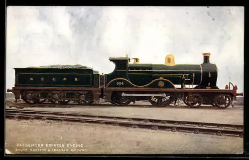 Künstler-AK Passenger Express Engine, South Eastern & Chatham Railway, englische Eisenbahn