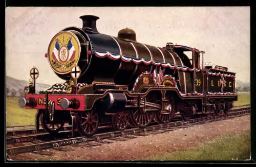 AK Englische Eisenbahn-Lokomotive No. 39 vom Typ Atlantic der L.B. & S.C.R.