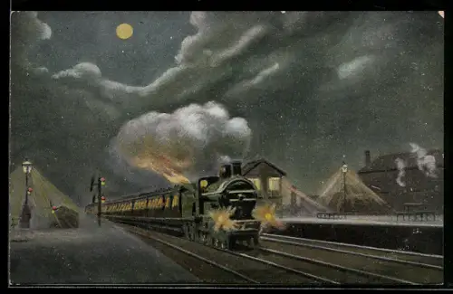 AK Englische Eisenbahn, volle Fahrt