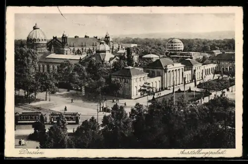AK Dresden, Ausstellungspalast aus der Vogelschau