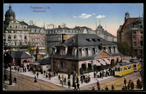 AK Frankfurt a.M., Strassenbahn an der Hauptwache
