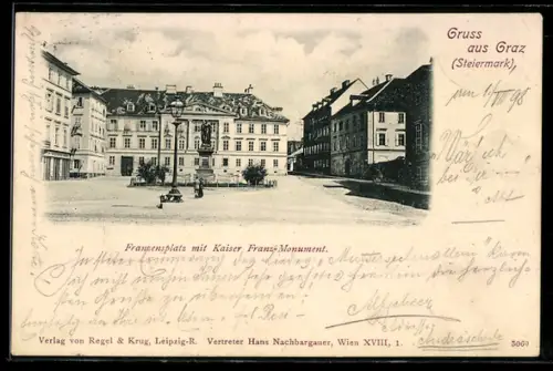 AK Graz, Franzensplatz mit Kaiser Franz-Monument