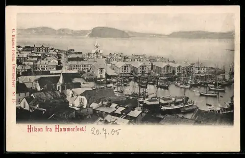 AK Hammerfest, Hafenpartie, Dampfer, Um 1900