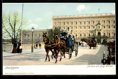 AK Stockholm, Norrbro och Kongl. Slottet, Pferdekutschen