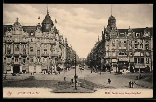 AK Frankfurt a. M., Kaiserstrasse vom Hauptbahnhof