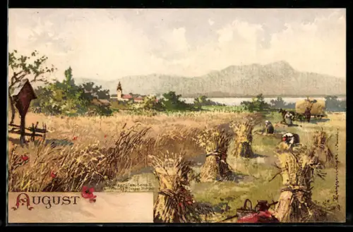 Künstler-AK T.Guggenberger: August Feldernte