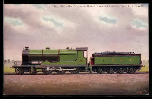Künstler-AK No. 330, Bogie-Express Locomotive L. & S.W.R., englische Eisenbahn