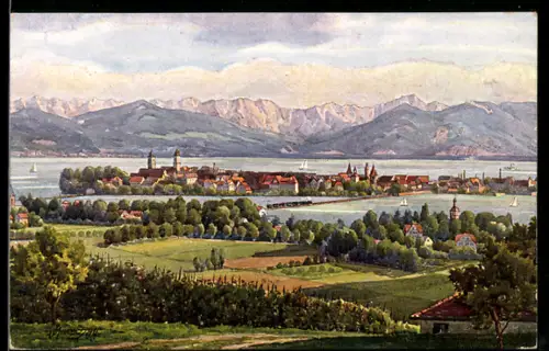 Künstler-AK V.Marschall: Lindau, Panorama