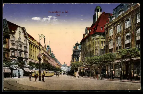 AK Frankfurt /Main, Strassenbahn am Zeil