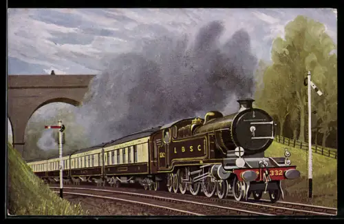 Künstler-AK Merstham /Surrey, Englische Eisenbahn-Lokomotive No. 332 The Southern Belle der L. B. S. C.