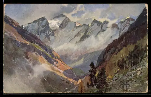 Künstler-AK Edward Harrison Compton: Ankogl aus dem Anlauftal gesehen