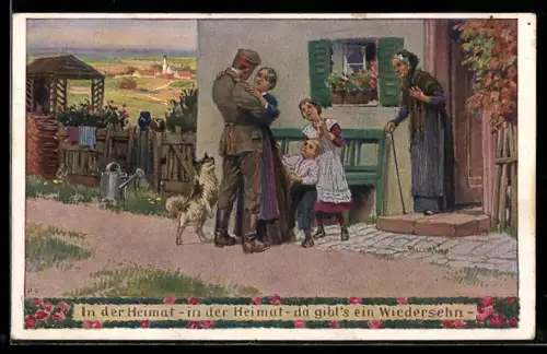 Künstler-AK P. Hey: Unsere Feldgrauen, In der Heimat - da gibt's ein Wiedersehen, Verein für das Deutschtum im Ausland