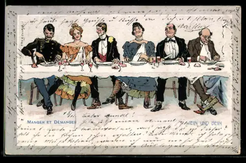 AK Wein und Bein, Paare bei Tisch