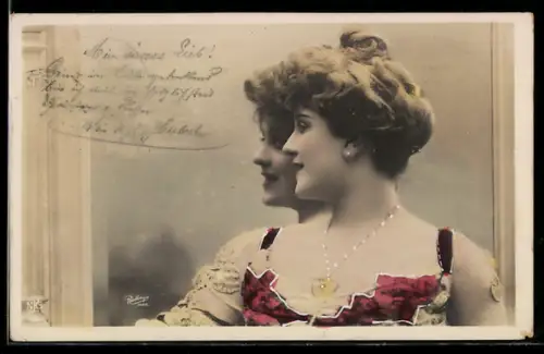 Foto-AK Atelier Reutlinger, Paris: Junge Frau am Spiegel