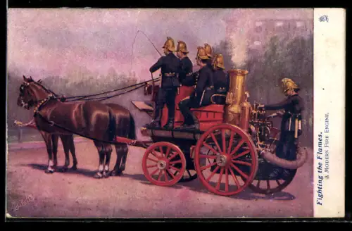 AK Fighting the Flames, A modern Fire Engine, Moderner Feuerwehrwagen