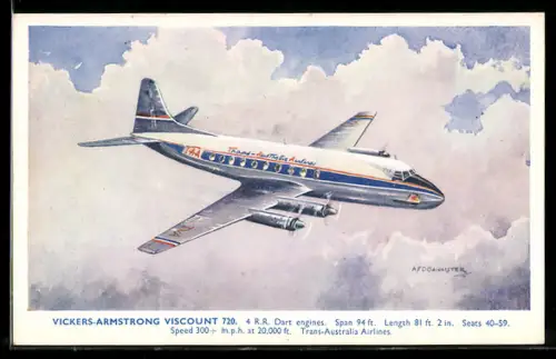 AK Flugzeug Vickers-Armstrong Viscount 720, Trans-Australia Airlines, über den Wolken