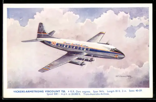 AK Flugzeug Vickers-Armstrong Viscount 720, Trans-Australia Airlines, über den Wolken