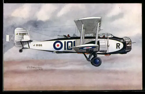 AK Flugzeug am Himmel mit beweglichen Maschinengewehren