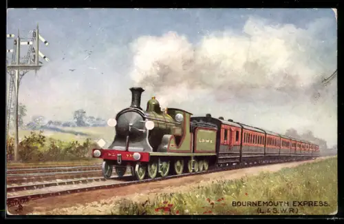 Künstler-AK englische Eisenbahn Bournemouth Express
